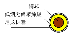 WDZ（A、B、C）-BYN 型300/500V 耐熱90℃低煙無鹵阻燃聚烯烴絕緣尼龍護套電線 結構圖